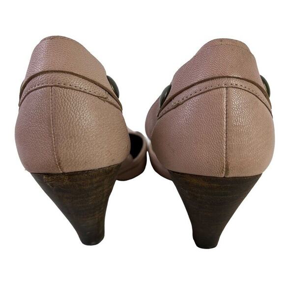 Joe Sanchez Womens Blush Leather Pumps Studded Chunky Heels Point Toe Shoes 40/9 - Picture 10 of 16